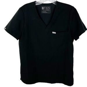Figs womens casma scrub top size M nurse v-neck black